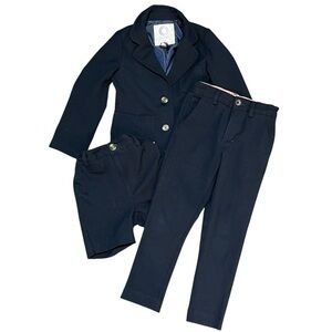 Coco Blanc Boys Suit Size 5 Navy Blue Pants & Shorts Jacket Wedding Formal